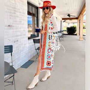 DREAMERS By Debut Colorful Open Knit CROCHET Cardigan women size S/M